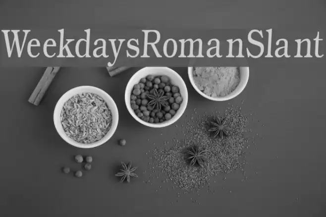 WeekdaysRomanSlant Font examples