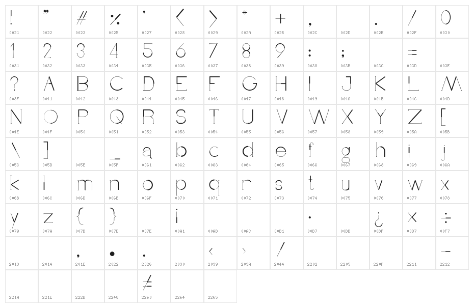WeightUp-Bold Character Map