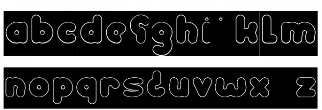 Weknow world-Hollow-Inverse Schriftart Kleinbuchstaben
