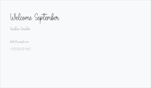 Welcome September Business Card