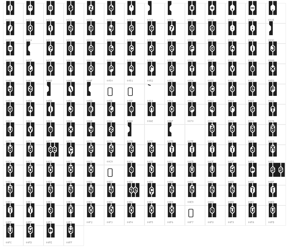 WelfareBrat-Regular Character Map
