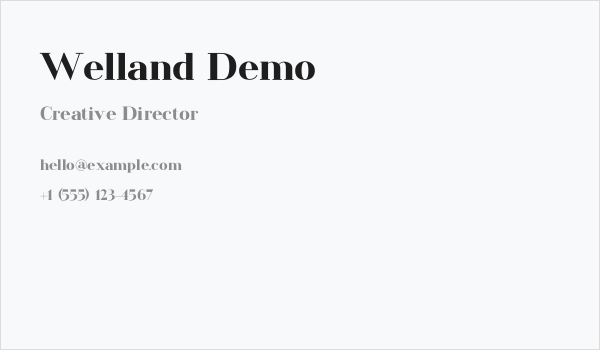 Welland Demo Business Card