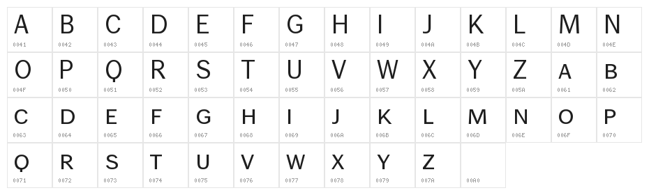 WendelinNormalKapitaelchen Character Map