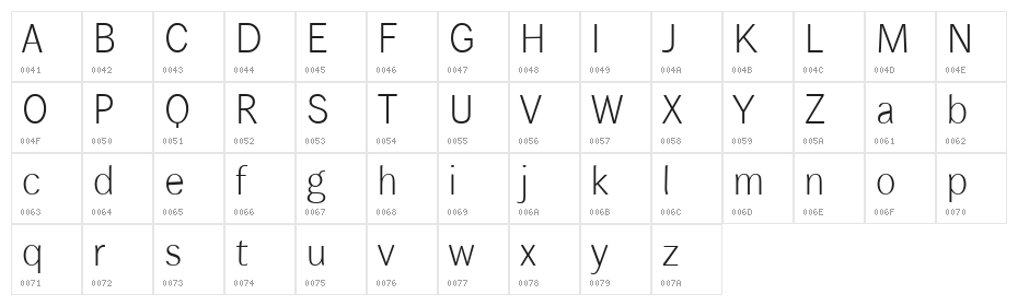 WendelinReduced-Leicht Character Map