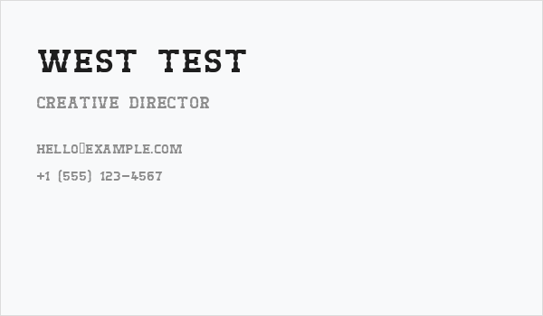 West Test Business Card