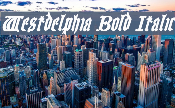 Westdelphia Bold Italic Font examples