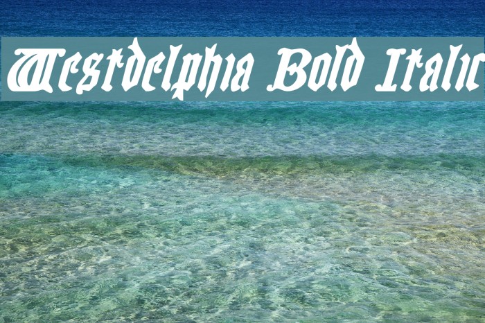 Westdelphia Bold Italic Font examples