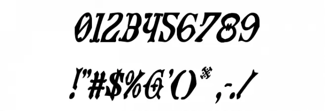 Westdelphia Condensed Italic Font OTHER CHARS