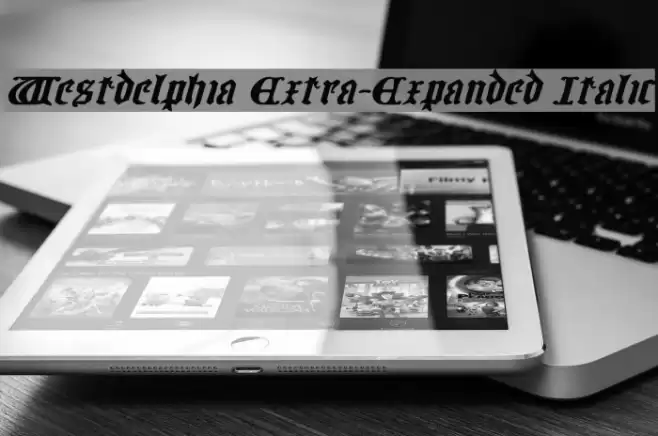 Westdelphia Extra-Expanded Italic Font examples