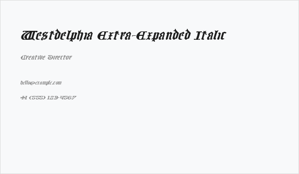 Westdelphia Extra-Expanded Italic Business Card
