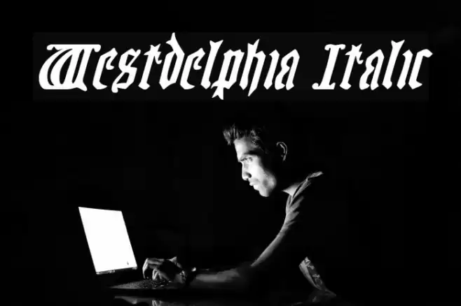 Westdelphia Italic Font examples