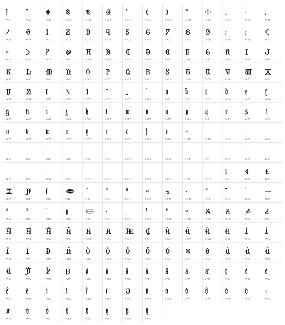 Westdelphia Regular Character Map