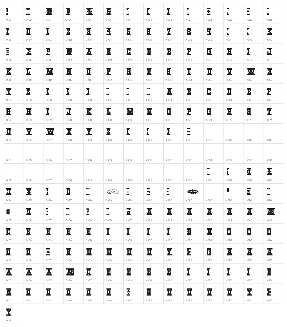 Western Rail Expanded Character Map
