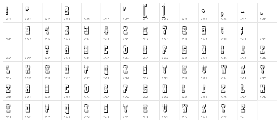 Westerngames Outline Regular Character Map