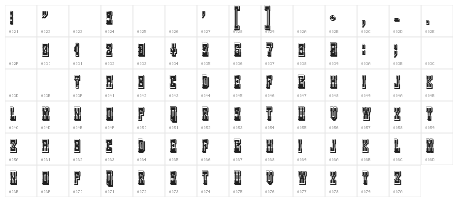 Westerngames Regular Character Map
