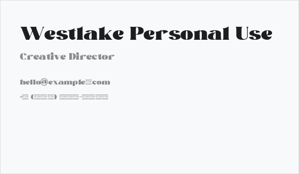 Westlake Personal Use Business Card