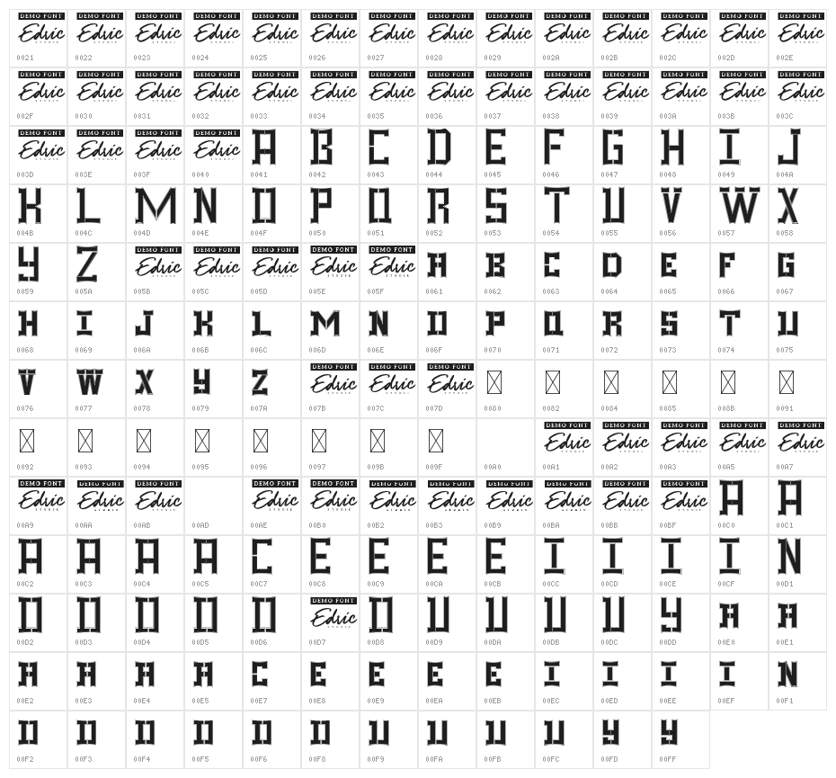 Westrener Demo Character Map