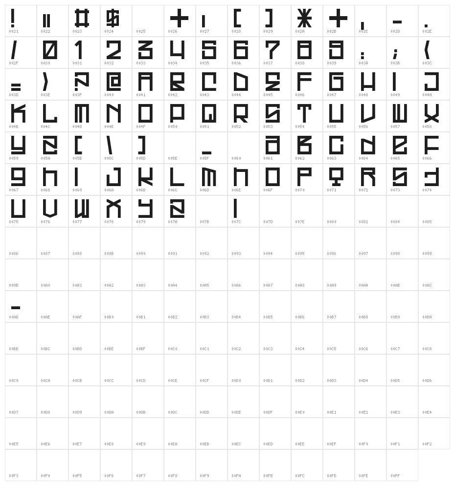 Westrider 2057:FreehandProfit Character Map