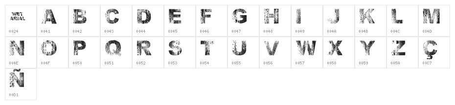 Wet Arial Black Character Map