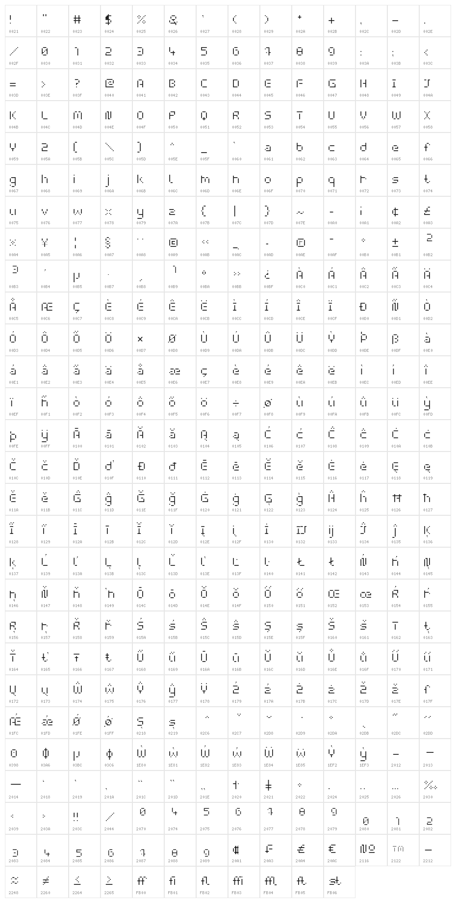 webpixelbitmap-Light Character Map
