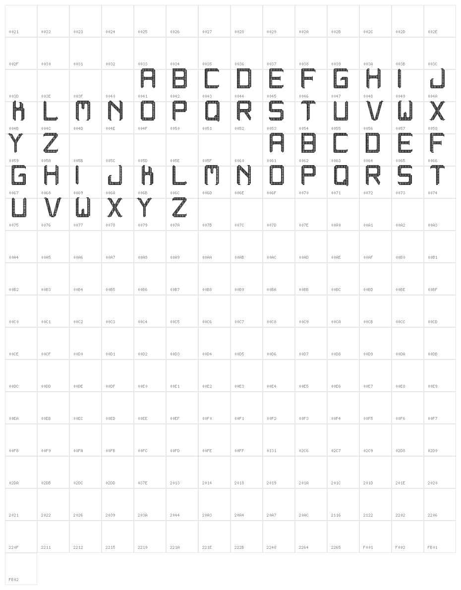 westranga st Character Map