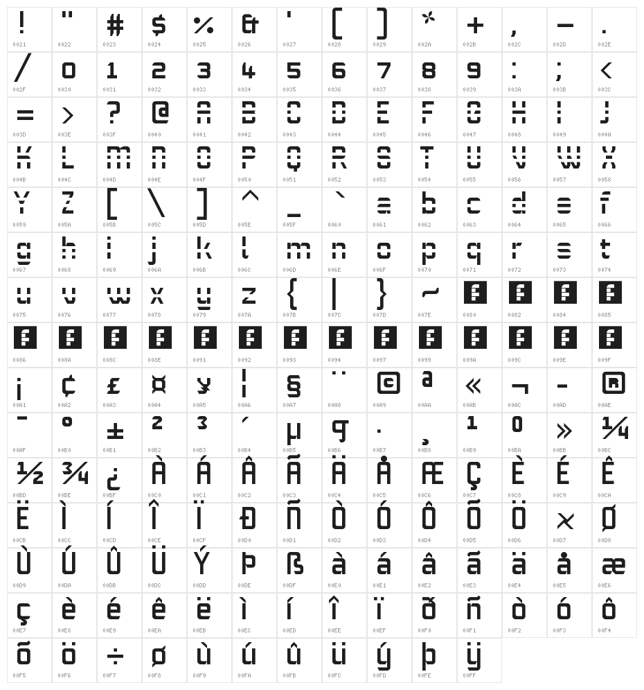 WHITE LINES Regular Character Map