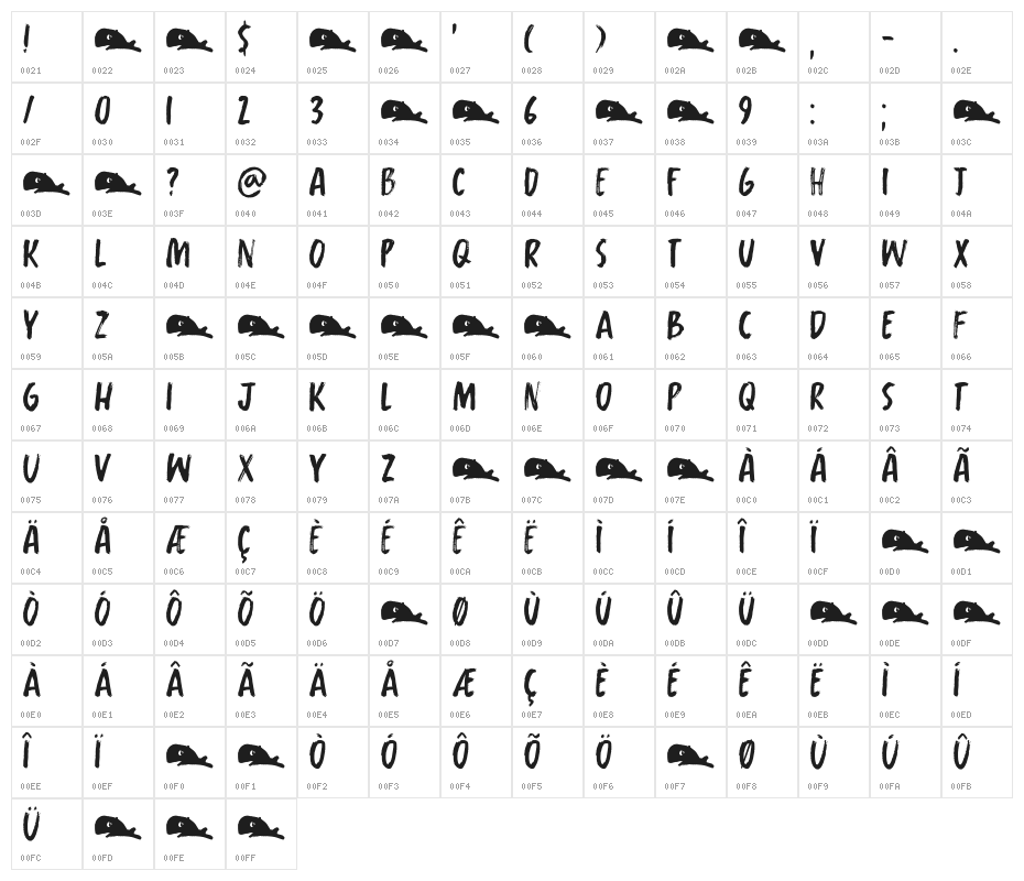 Whalebone DEMO Regular Character Map