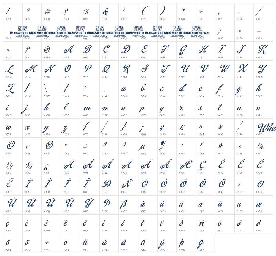 When The Stars Align PERSONAL Regular Character Map
