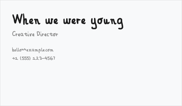 When we were young Business Card