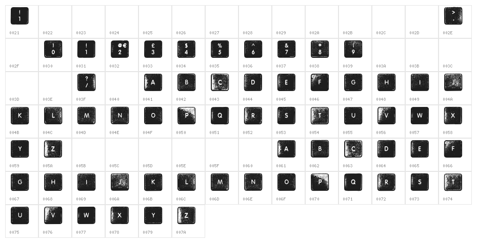 Wheremykeys-Regular Character Map