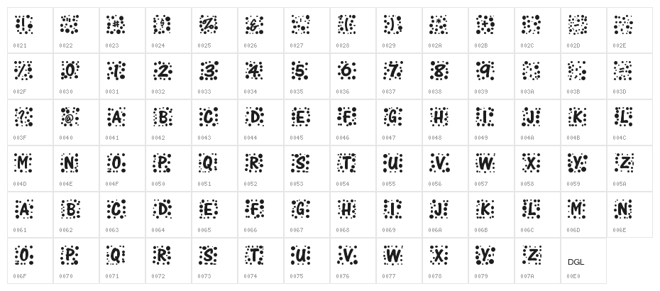 Whimzee Character Map