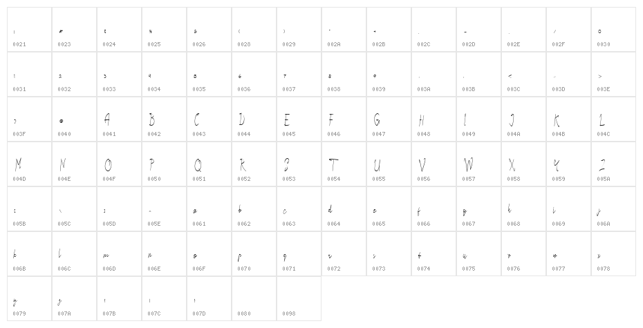 Whinter Regular Character Map