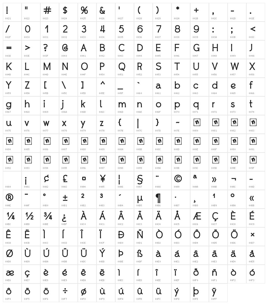 Whipsmart Bold Character Map