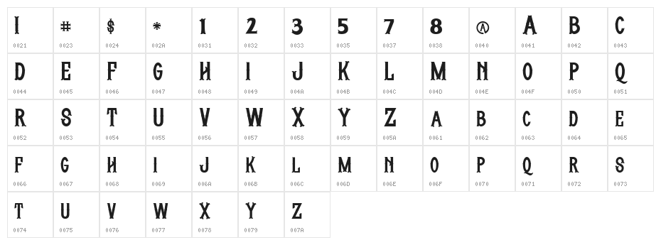 Whisholder Regular Character Map