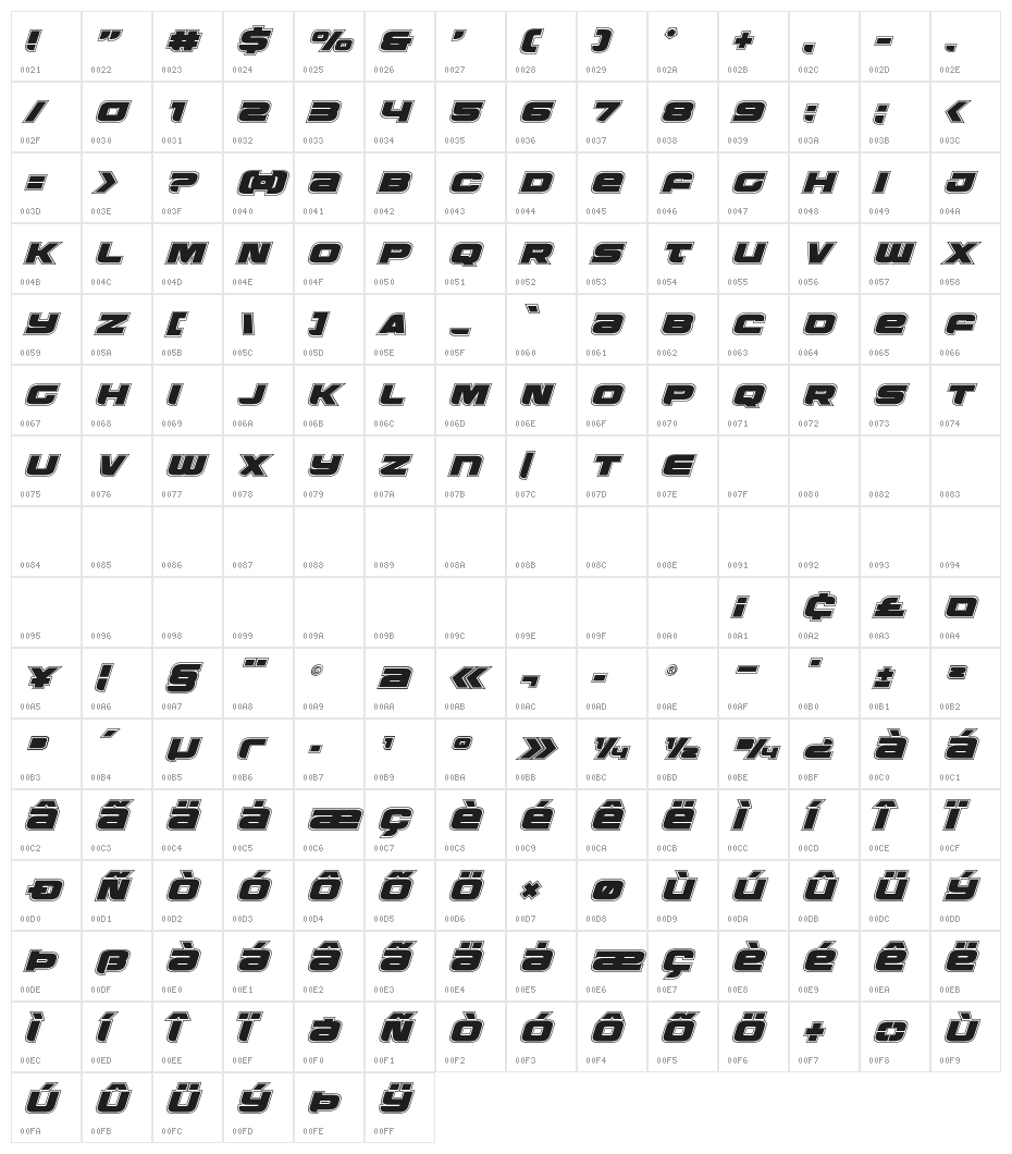 Whiskey Girls Academy Italic Character Map