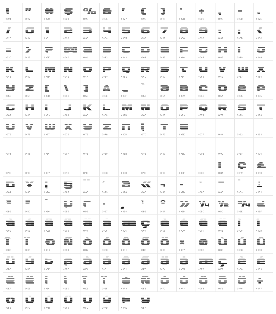 Whiskey Girls Gradient Character Map
