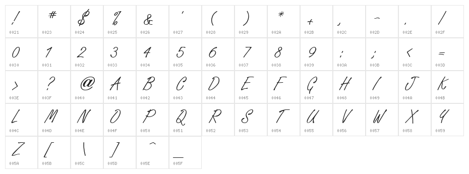 WhisperWrite Medium Character Map