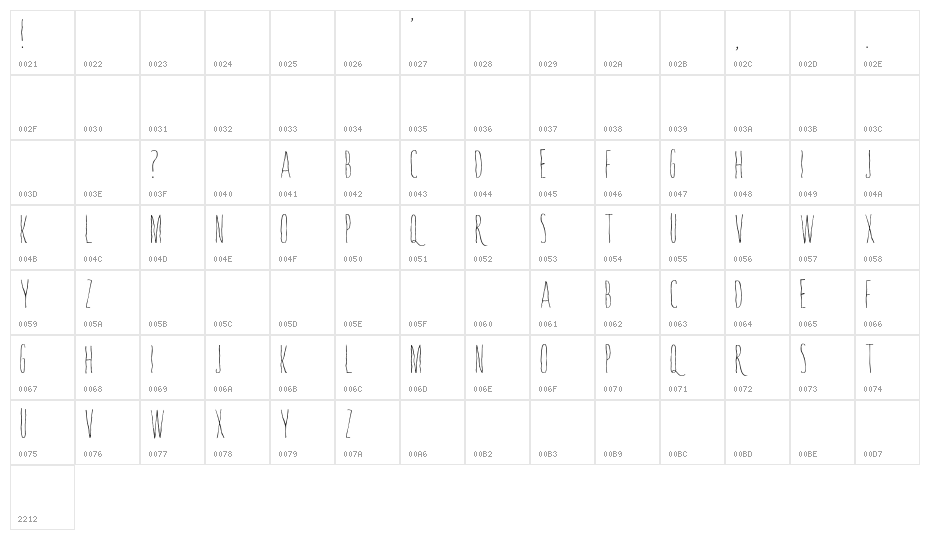 Whisperings-Regular Character Map