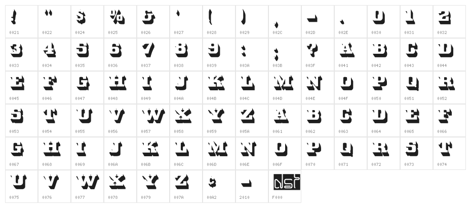 White Bold Character Map