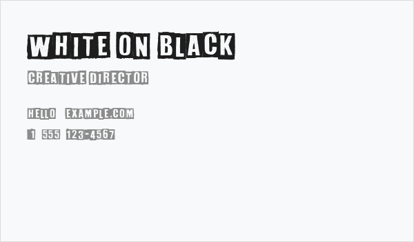 White On Black Business Card