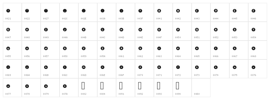White Pearls Regular Character Map