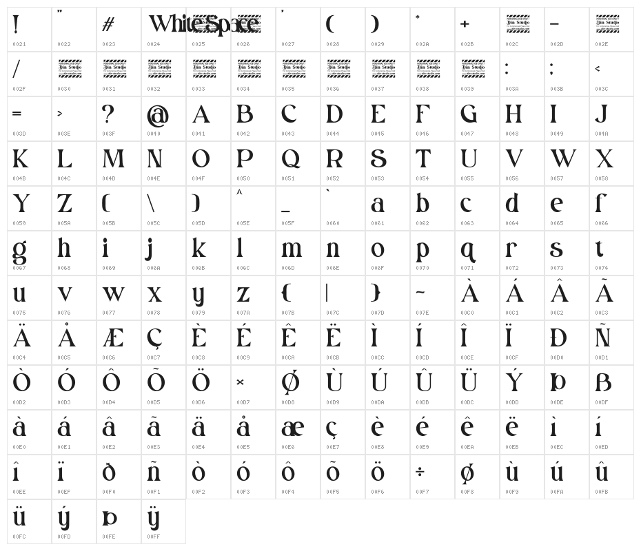 White Space personal use Character Map