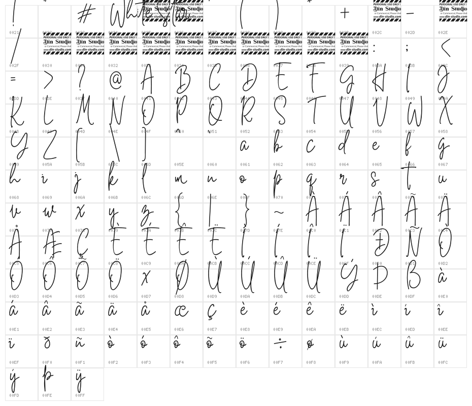 White Star Personal Use Character Map