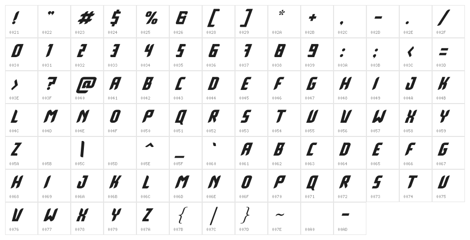 White Systemattic Duo Italic Character Map