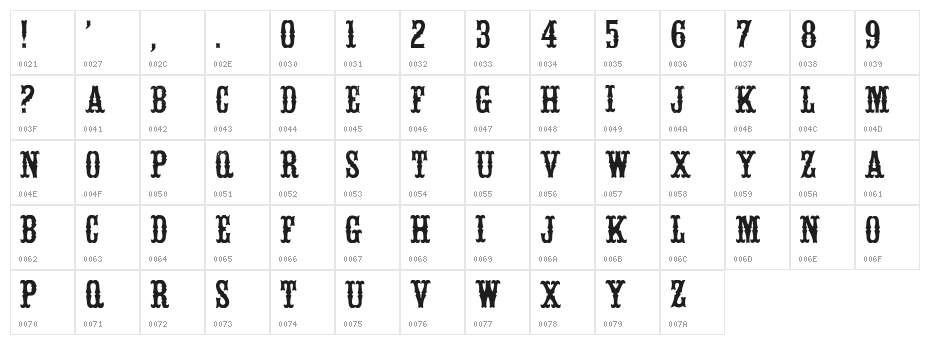 White Vinegar Regular Character Map