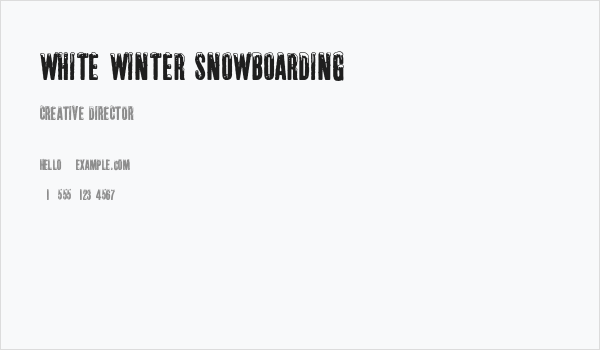 White Winter Snowboarding Business Card