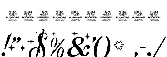 White Xmas Star PERSONAL USE Regular Шрифта ДРУГИЕ символов