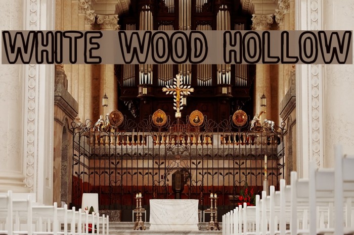 White wood Hollow Font examples