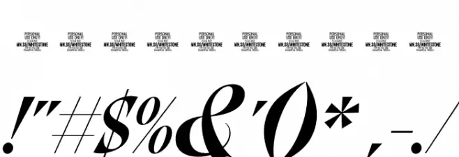 Whitestone Formal PERSONAL Regular Font OTHER CHARS