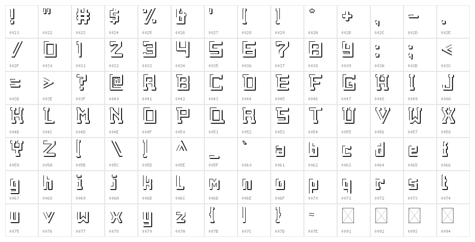white space Regular Character Map